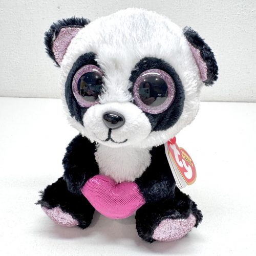 TY Beanie BOOS plüss figura ESME, 15 cm - panda szívvel 