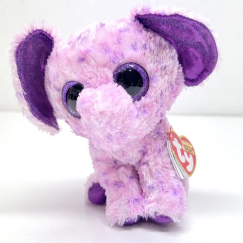 Ty Beanie Boos: Eva, a csillogó szemű rózsaszín plüss elefánt (15 cm)