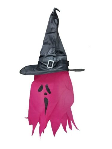 Fekete-pink világítós boszorkány, szellemkalap - Halloween - ÚJ