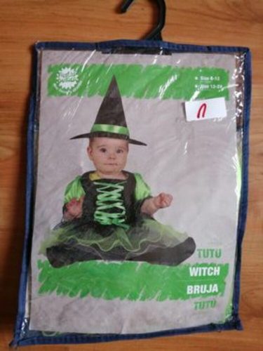 6-12 hónaposra fekete-zöld bébi boszorkány jelmez (kalap nélkül) - Halloween - ÚJ