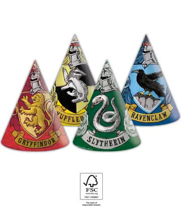 Harry Potter Hogwarts Houses parti kalap, csákó 6 db-os FSC - ÚJ